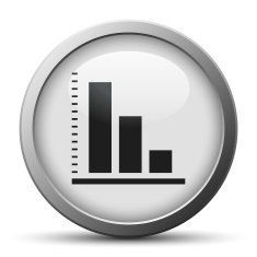 Bar Graph icon on a silver button - SilverSeries N48