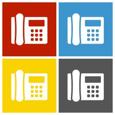Office Telephone icon on square buttons - SquareSeries