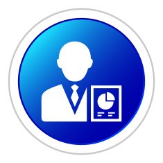 Businessman icon on a round button - StickerSeries N13