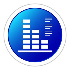 Bar Graph icon on a round button - StickerSeries N49