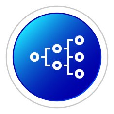 Flowchart icon on a round button - StickerSeries N3