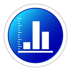 Bar Graph icon on a round button - StickerSeries N54