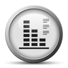 Bar Graph icon on a silver button - SilverSeries N49