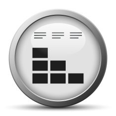 Bar Graph icon on a silver button - SilverSeries N55
