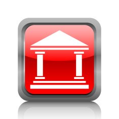 Bank icon on a square button - RubyRedSeries N6