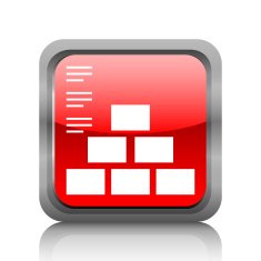Pyramid icon on a square button - RubyRedSeries N2