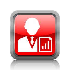 Businessman icon on a square button - RubyRedSeries N17