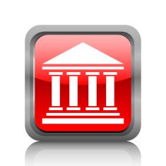 Bank icon on a square button - RubyRedSeries N7