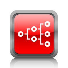 Flowchart icon on a square button - RubyRedSeries N3