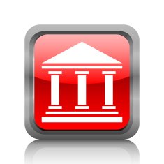 Bank icon on a square button - RubyRedSeries N8