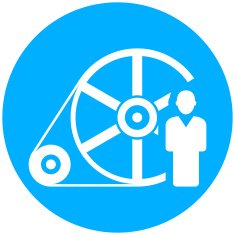 Flywheel icon on a round button - RoundSeries
