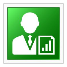 Businessman icon on a square button - FlatSeries N17