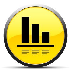 Bar Graph icon on a round button - CurveSeries N49