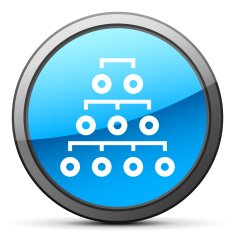 Organization Chart icon on a round button - BrightSeries