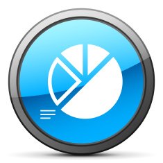 Pie Chart icon on a round button - Bright Series