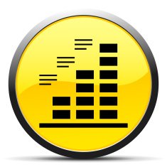 Bar Graph icon on a round button - Curve Series N5
