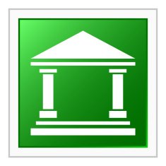 Bank icon on a square button - Flat Series