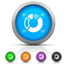 Donut Chart icon on round buttons - Gloss Series