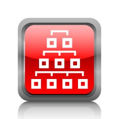 Organization Chart icon on a square button - RubyRed Series