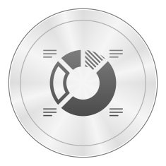 Donut Chart icon on a round button - Sharp Series