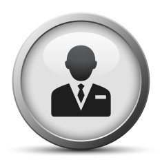 Businessman icon on a silver button - Silver Series