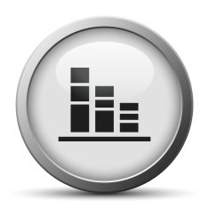 Bar Graph icon on a silver button - Silver Series N3