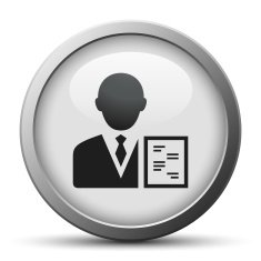 Businessman icon on a silver button - Silver Series N3