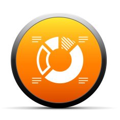 Donut Chart icon on a round button - Simple Series