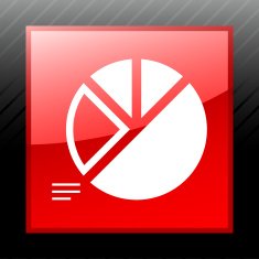 Pie Chart icon on a square button - Sleek Series