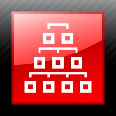 Organization Chart icon on a square button - Sleek Series