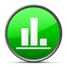 Bar Graph icon on a round button - Slender Series