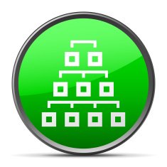 Organization Chart icon on a round button - Slender Series