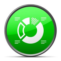 Donut Chart icon on a round button - Slender Series
