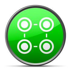 Flowchart icon on a round button - Slender Series N2