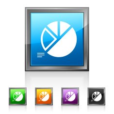 Pie Chart icon on square buttons - Squared Series