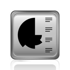 Coxcomb Chart icon on a square button - Steel Series