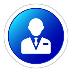 Businessman icon on a round button - Sticker Series