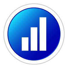 Bar Graph icon on a round button - Sticker Series N2