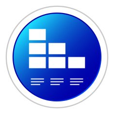 Bar Graph icon on a round button - Sticker Series N4