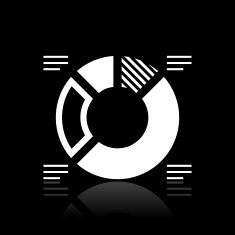 Donut Chart icon on a black background - White Series N2