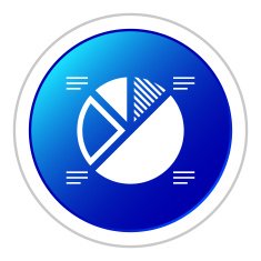 Pie Chart icon on a round button - Sticker Series N2