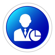 Businessman icon on a round button - Sticker Series N6