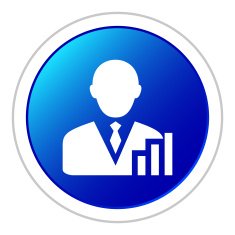 Businessman icon on a round button - Sticker Series N7