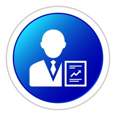 Businessman icon on a round button - Sticker Series N8