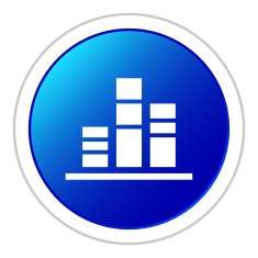 Bar Graph icon on a round button - Sticker Series N11