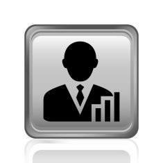 Businessman icon on a square button - Steel Series N7