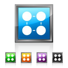 Flowchart icon on square buttons - Squared Series N3