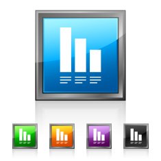Bar Graph icon on square buttons - Squared Series N10