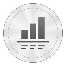 Bar Graph icon on a round button - Sharp Series N8