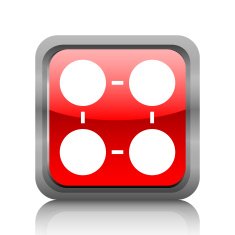 Flowchart icon on a square button - RubyRed Series N3